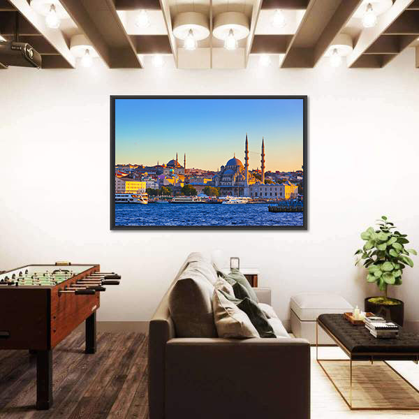 Istanbul Cityscape At Sunset Canvas Wall Art