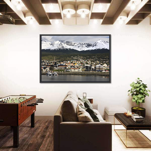 Ushuaia Harbor with Snow-capped Peaks Canvas Wall Art