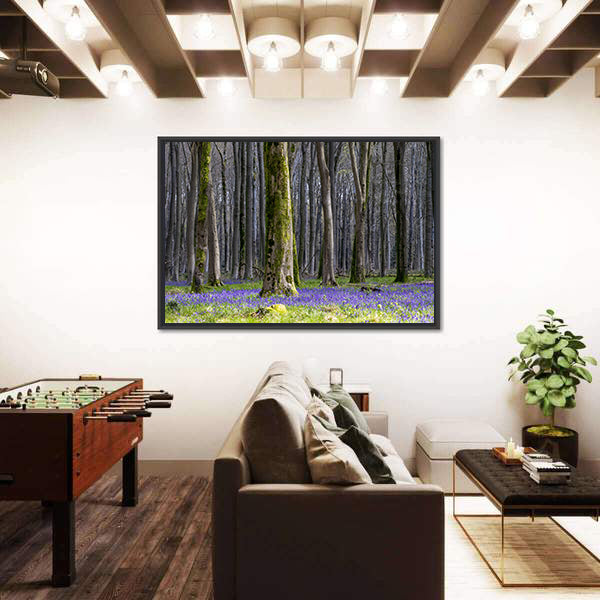 Springtime Bluebell Wood in England Canvas Wall Art