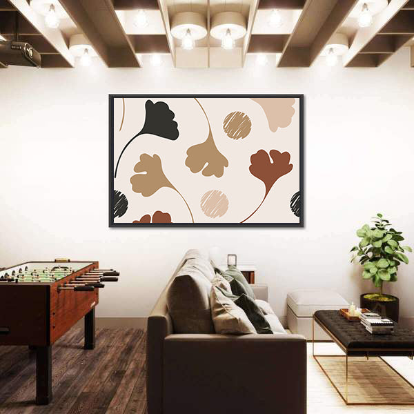 Natural Ginkgo Leaf Silhouettes Canvas Wall Art