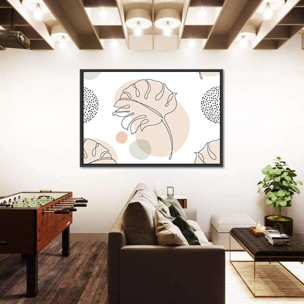 Seamless Monstera Leaf Pattern Canvas Wall Art