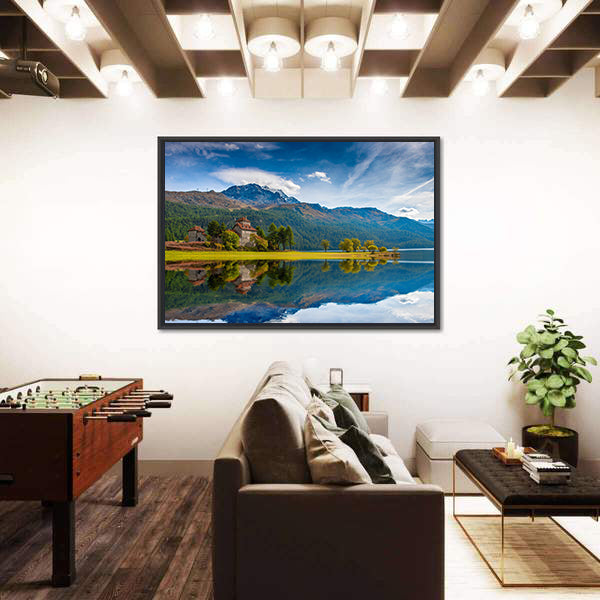 Da Sass Castle on Lake Silvaplana Canvas Wall Art