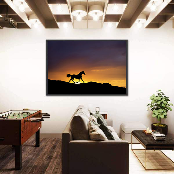 Running Horse Silhouette Canvas Wall Art