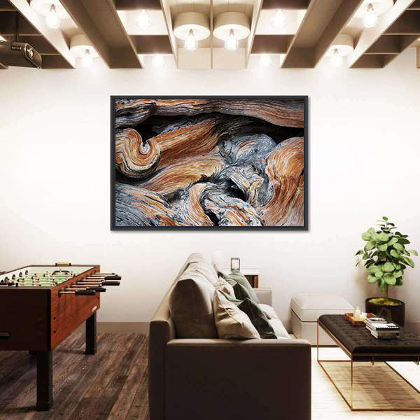 Old Juniper Wood Texture Canvas Wall Art