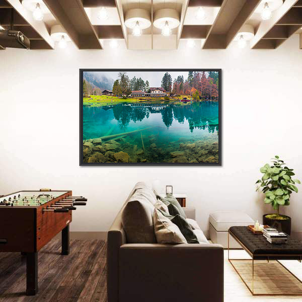 Hotel Forellenzucht in Blausee Town Switzerland Canvas Wall Art