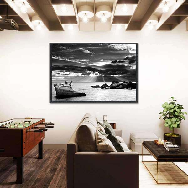 Cloud Burst Over Bonsai Rock At Lake Tahoe Canvas Wall Art