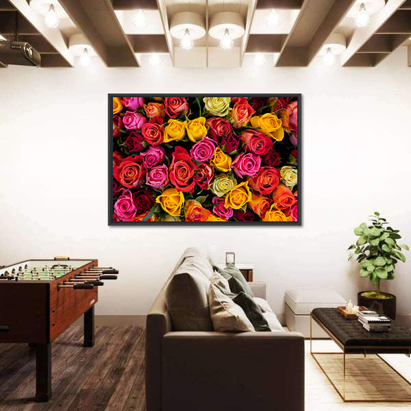 Colorful Roses Bouquet Canvas Wall Art