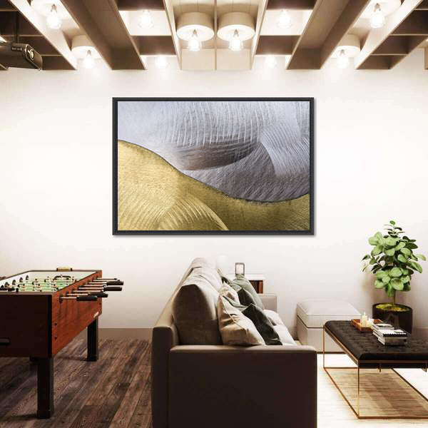 Gold and Silver Abstract Waves Canvas Wall Art