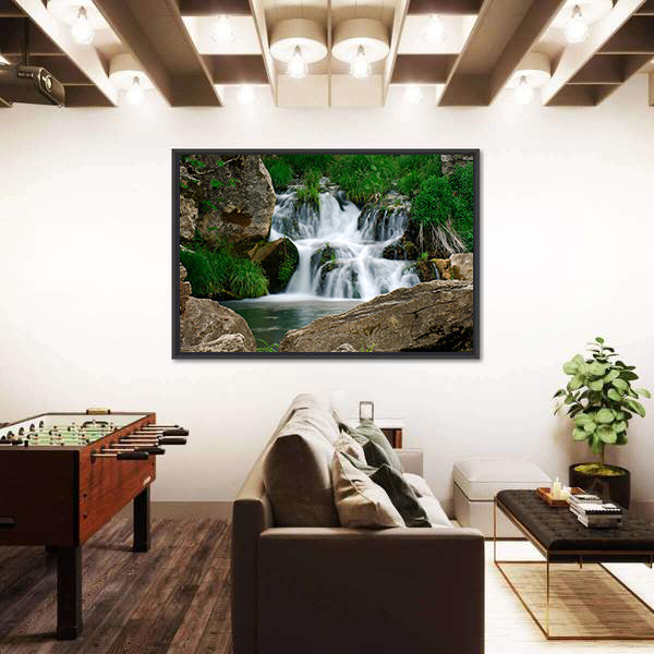 Small Forest Waterfall Canvas Wall Art