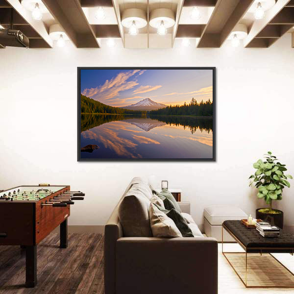 Sunrise In Trillium Lake In Oregon Canvas Wall Art