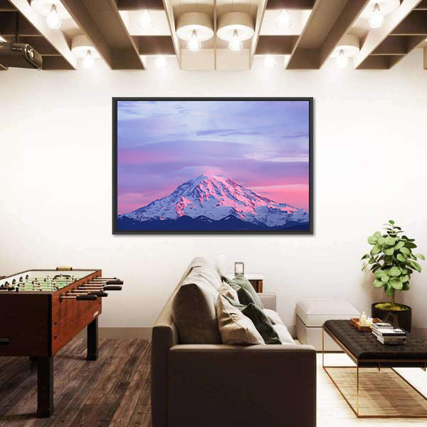 Sunset light On Mount Rainier Canvas Wall Art