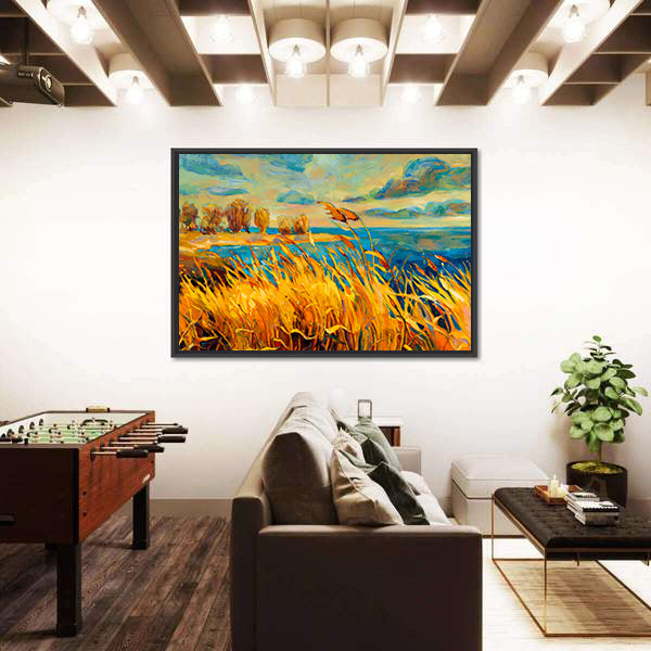 Sunset Over Lake Canvas Wall Art