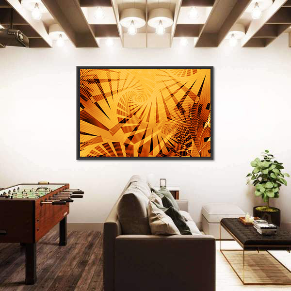 Gold Stripes Pattern Canvas Wall Art