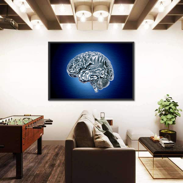 Chrome Brain Profile Canvas Wall Art