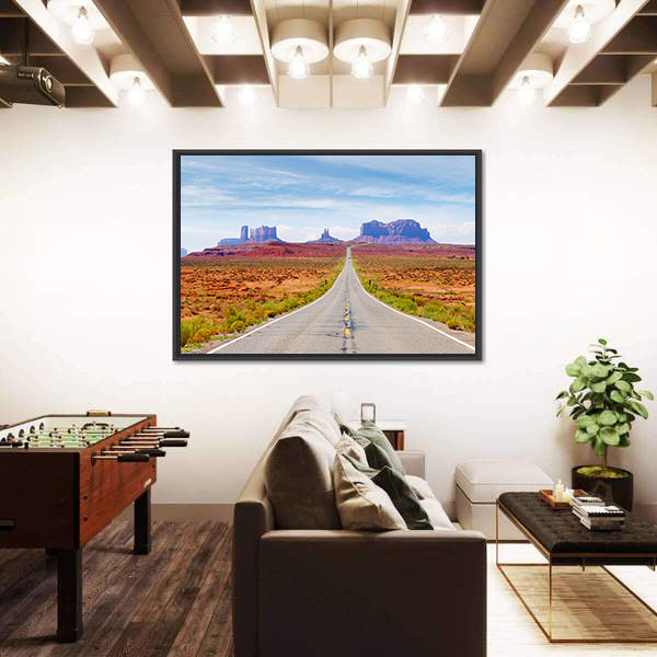 U.s. Route 163 Through Monument Valley Canvas Wall Art