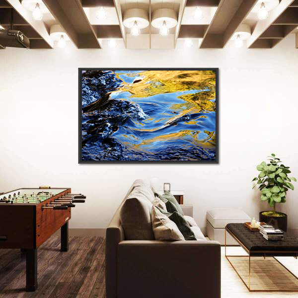 Autumn Trees Over Mountain Stream Canvas Wall Art