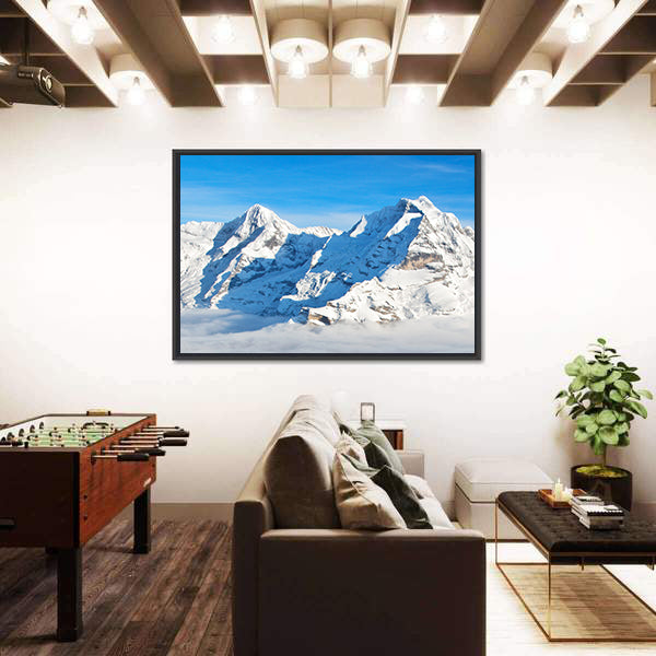 Swiss Alps In Winter Canvas Wall Art