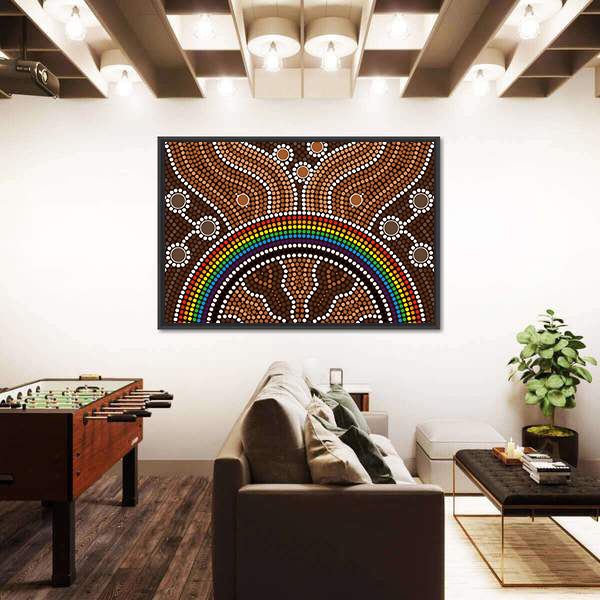 Aboriginal Rainbow Dot Painting Canvas Wall Art