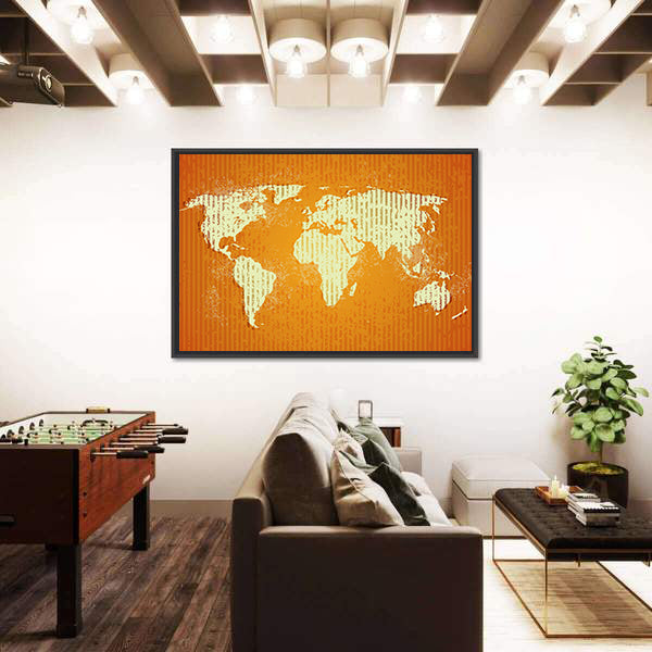 Vintage Old World Map with Stripes Canvas Wall Art