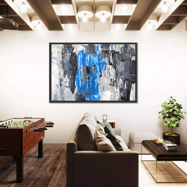 Blue Abstract with Palette Knife Texture Canvas Wall Art