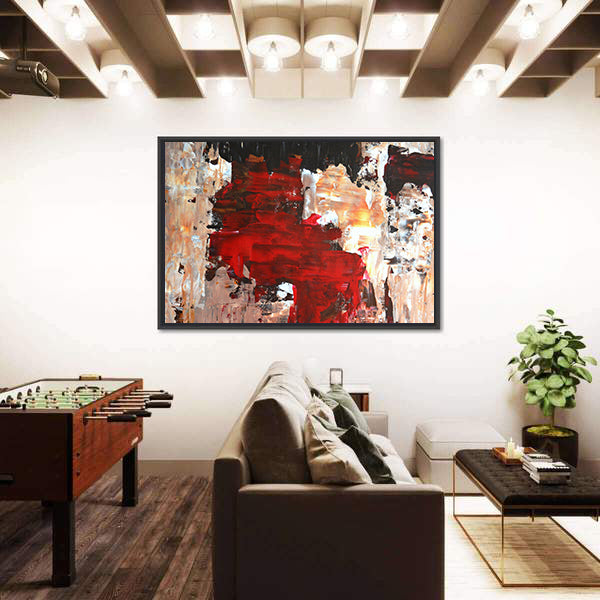 Bold Impasto Abstract in Red and Black Canvas Wall Art