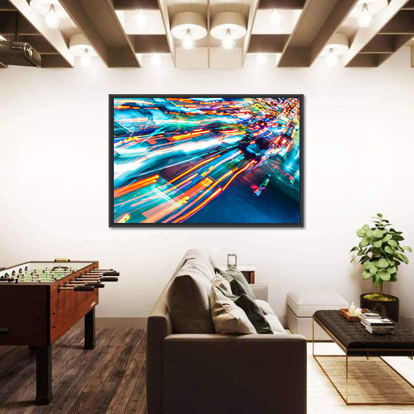 Car Lights Trails Canvas Wall Art