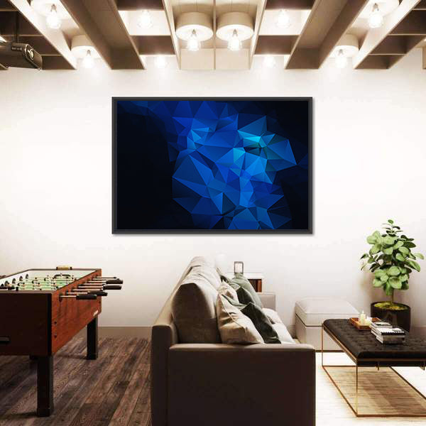 Blue Low-poly Geometric Artwork Canvas Wall Art