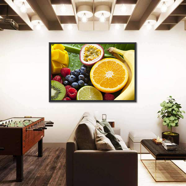Fresh Tropical Fruit Still Life Canvas Wall Art