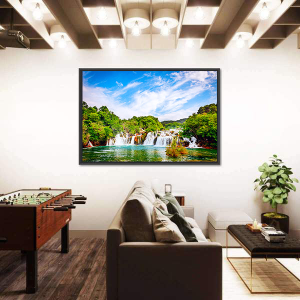 Waterfall In Krka National Park Canvas Wall Art