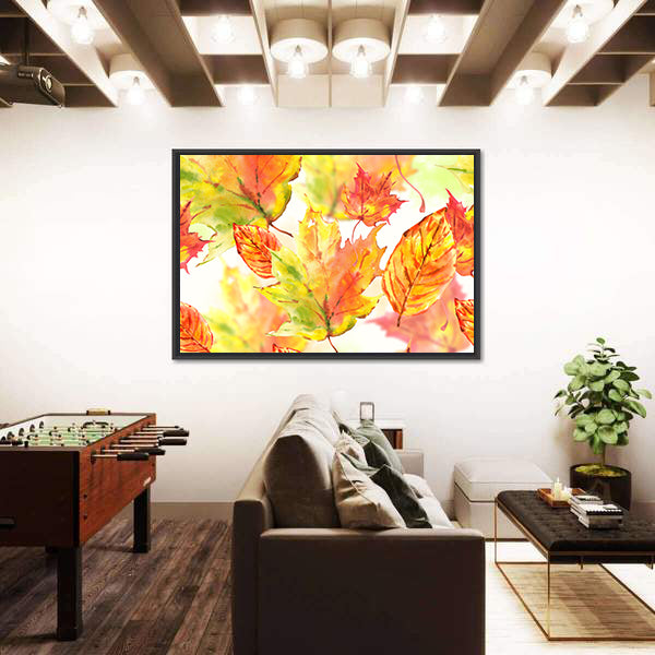 Watercolor Autumn Leaves Canvas Wall Art