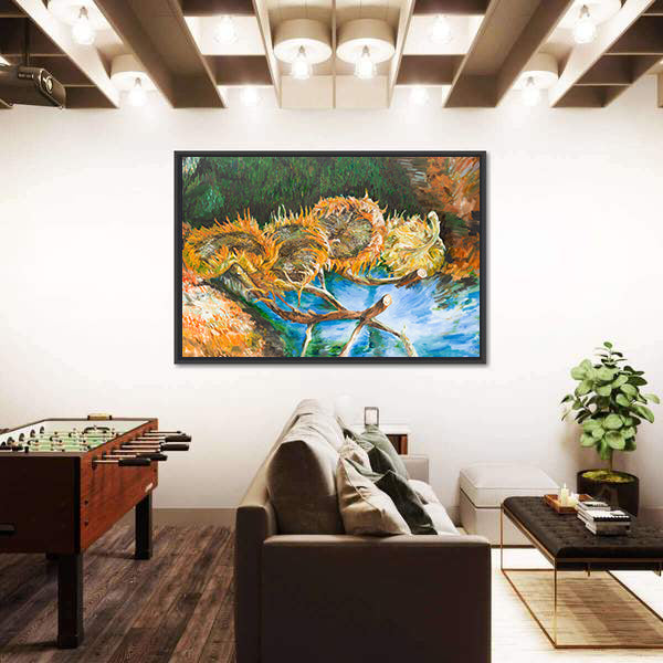 Four Cut Sunflower Heads Canvas Wall Art