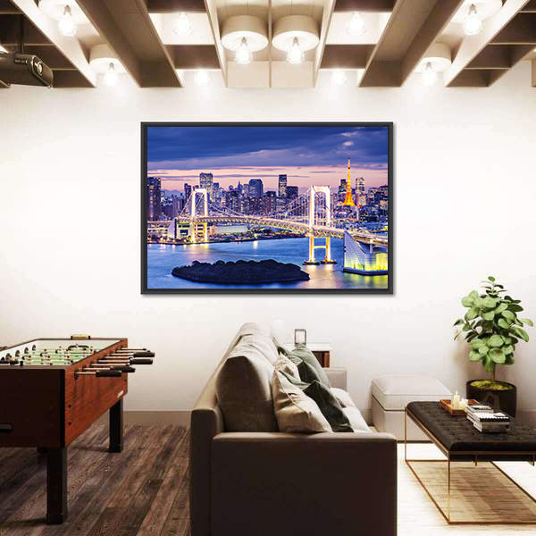 Rainbow Bridge Over Tokyo Bay Canvas Wall Art