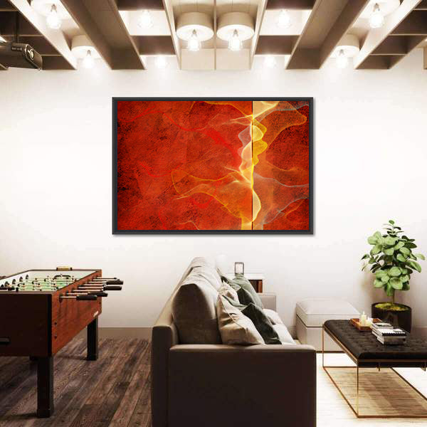 Fiery Marble Abstract in Red and Gold Canvas Wall Art