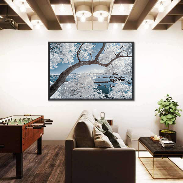 Landscape Of Forest And Pond Canvas Wall Art