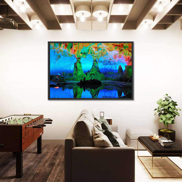 Guilin Limestone Cave with Reflective Pool Canvas Wall Art