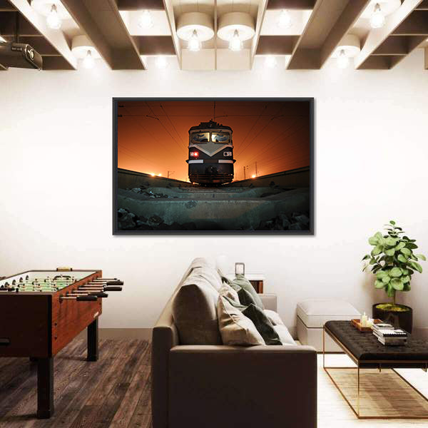 Chinese Electric Train at Night Canvas Wall Art