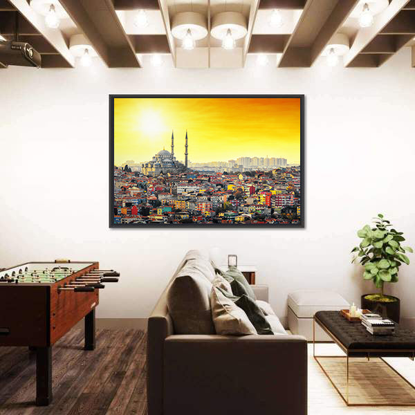 Mosque Suleymaniye At Sunset In Istanbul Canvas Wall Art