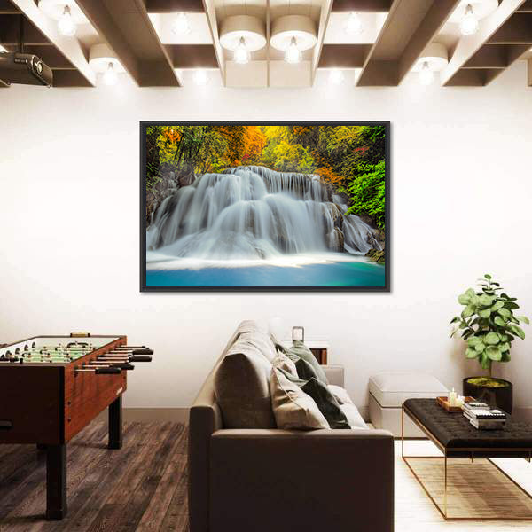 Tropical Waterfall In Thailand Canvas Wall Art