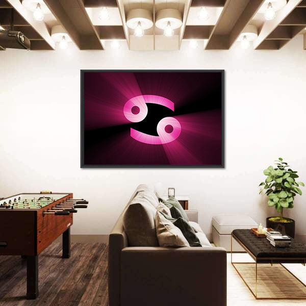 Magenta Cancer Zodiac Symbol Canvas Wall Art