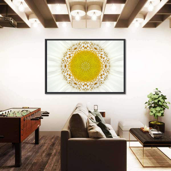 White Concentric Flower Canvas Wall Art