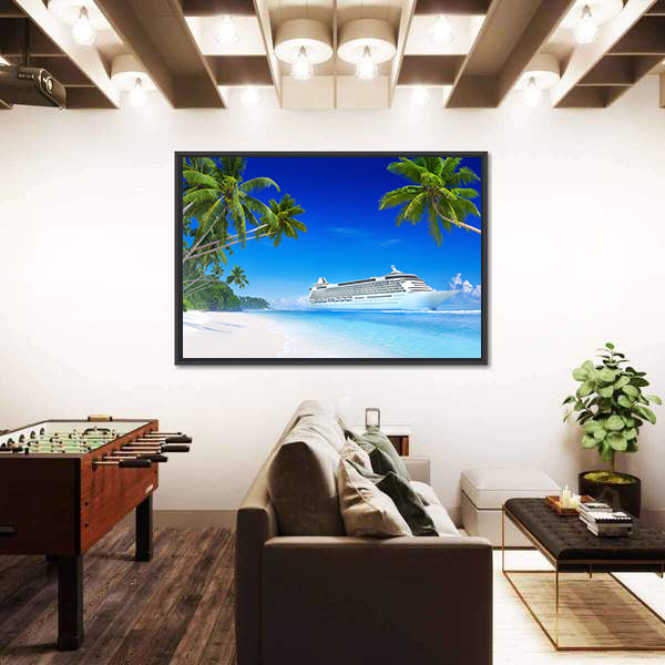 Cruise Ship in Tropical Waters Canvas Wall Art