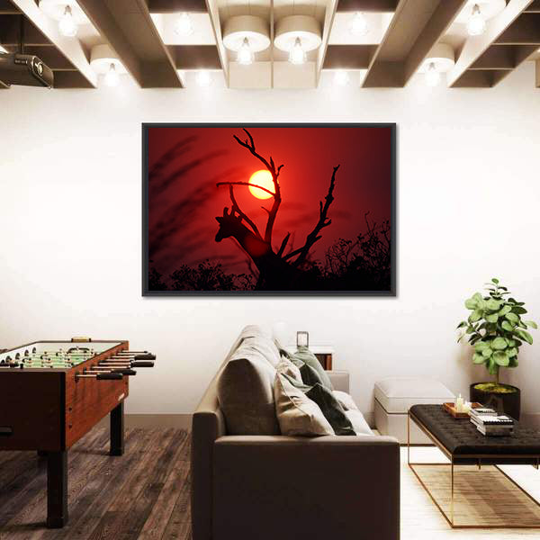 An African Sunset In Mikumi Forest Tanzania Canvas Wall Art