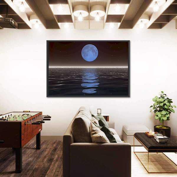 Surreal Moonset Over Water Canvas Wall Art