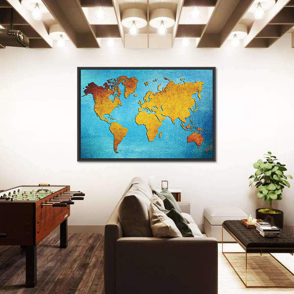 Grunge World Map Canvas Wall Art