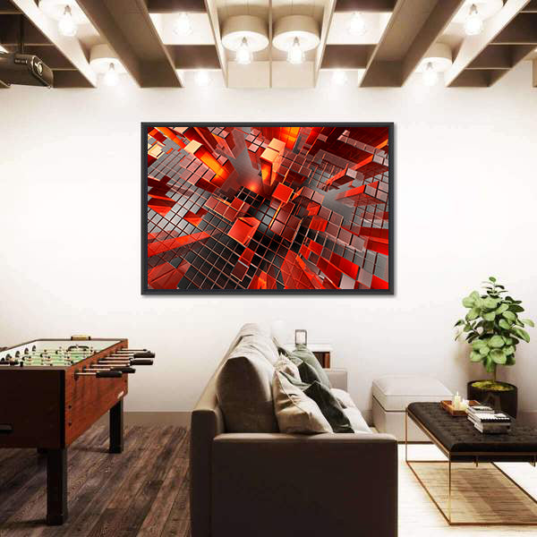 Futuristic Geometric City Blocks Abstract Canvas Wall Art