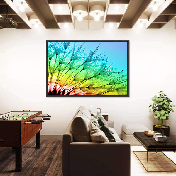 Dewy Dandelion Flower Close Up Canvas Wall Art