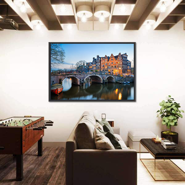 Sunset Over Brouwersgracht, Amsterdam Canvas Wall Art