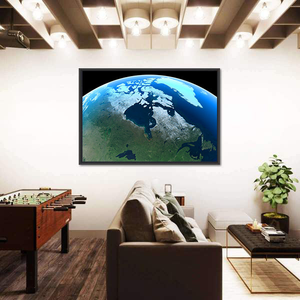 Canada &amp; Greenland From Space Canvas Wall Art