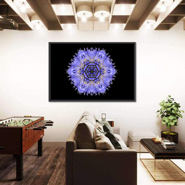 Blue Mandala Cornflower Canvas Wall Art