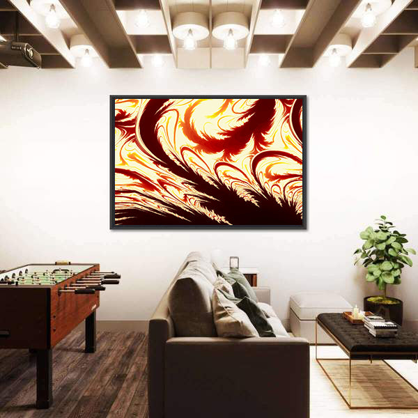 Fractal Flame Feather Illustration Canvas Wall Art